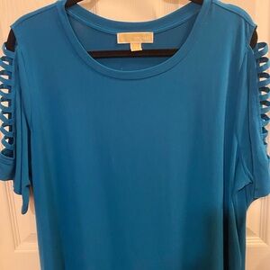 Michael Kors Teal Short Sleeve Top with Cut-Out Details